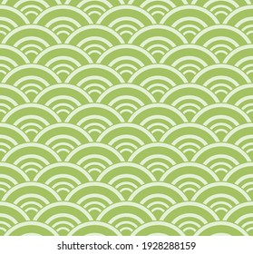 Japanese Circle Fan Wave Vector Seamless Pattern