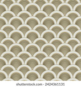 Japanese Circle Fan Wave Vector Seamless Pattern