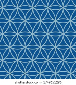 Japanese Circle Flower Vector Seamless Pattern