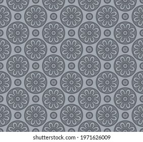 Japanese Circle Flower Vector Seamless Pattern