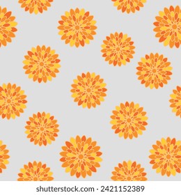 Japanese Circle Flower Vector Seamless Pattern