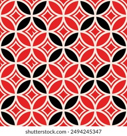 Japanese Circle Leaf Mosaic Vector Seamless Pattern