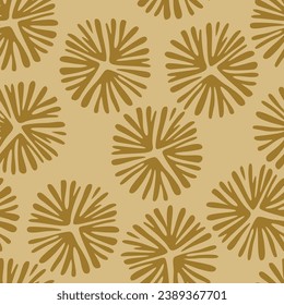 Japanese Circle Line Flower Vector Seamless Pattern