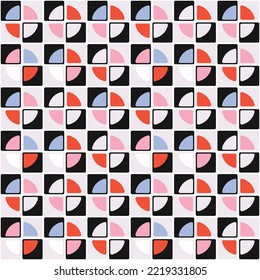 Japanese Circle Square Mosaic Vector Seamless Pattern