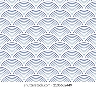 Japanese Circle Wave Line Vector Seamless Pattern