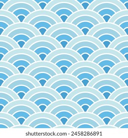 Japanese Circle Wave Vector Seamless Pattern