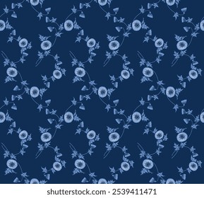 Patrón inconsútil del Vector de la flor salvaje del círculo japonés