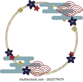 japanese circular frame with flowers