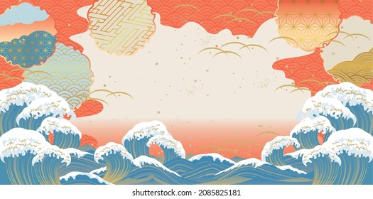 Japanese cityscape illustration Mt. Fuji