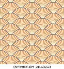 Japanese Clam Shell Fan Vector Seamless Pattern