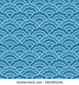 Japanese Clam Shell Wave Vector Seamless Pattern