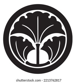 Japanese clan kamon crest symbol. Japanese ancient family stamp symbol. A symbol used to decorate and identify people in family. The icon is isolated on a white background.