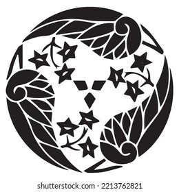 Japanese clan kamon crest symbol. Japanese ancient family stamp symbol. A symbol used to decorate and identify people in family. The icon is isolated on a white background.