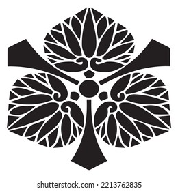 Japanese clan kamon crest symbol. Japanese ancient family stamp symbol. A symbol used to decorate and identify people in family. The icon is isolated on a white background.