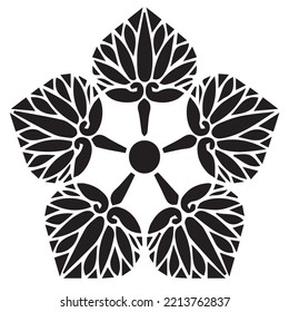 Japanese clan kamon crest symbol. Japanese ancient family stamp symbol. A symbol used to decorate and identify people in family. The icon is isolated on a white background.