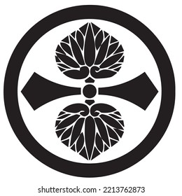Japanese clan kamon crest symbol. Japanese ancient family stamp symbol. A symbol used to decorate and identify people in family. The icon is isolated on a white background.
