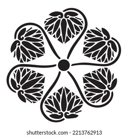 Japanese clan kamon crest symbol. Japanese ancient family stamp symbol. A symbol used to decorate and identify people in family. The icon is isolated on a white background.