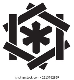 Japanese clan kamon crest symbol. Japanese ancient family stamp symbol. A symbol used to decorate and identify people in family. The icon is isolated on a white background.