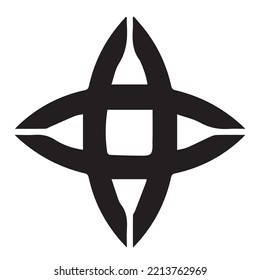 Japanese clan kamon crest symbol. Japanese ancient family stamp symbol. A symbol used to decorate and identify people in family. The icon is isolated on a white background.