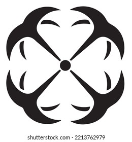 Japanese clan kamon crest symbol. Japanese ancient family stamp symbol. A symbol used to decorate and identify people in family. The icon is isolated on a white background.