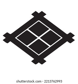 Japanese clan kamon crest symbol. Japanese ancient family stamp symbol. A symbol used to decorate and identify people in family. The icon is isolated on a white background.