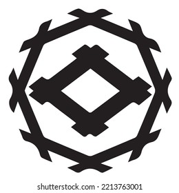 Japanese clan kamon crest symbol. Japanese ancient family stamp symbol. A symbol used to decorate and identify people in family. The icon is isolated on a white background.