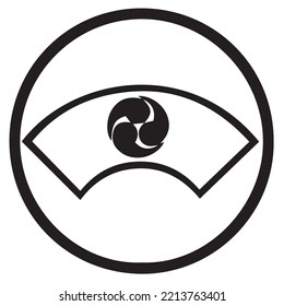 Japanese clan kamon crest symbol. Japanese ancient family stamp symbol. A symbol used to decorate and identify people in family. The icon is isolated on a white background.