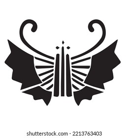 Japanese clan kamon crest symbol. Japanese ancient family stamp symbol. A symbol used to decorate and identify people in family. The icon is isolated on a white background.