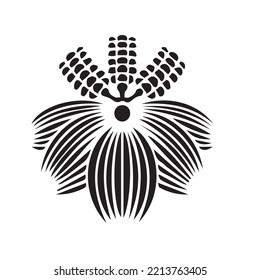 Japanese clan kamon crest symbol. Japanese ancient family stamp symbol. A symbol used to decorate and identify people in family. The icon is isolated on a white background.