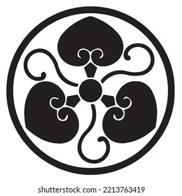 Japanese clan kamon crest symbol. Japanese ancient family stamp symbol. A symbol used to decorate and identify people in family. The icon is isolated on a white background.