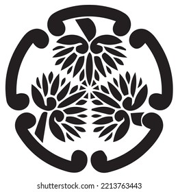Japanese clan kamon crest symbol. Japanese ancient family stamp symbol. A symbol used to decorate and identify people in family. The icon is isolated on a white background.