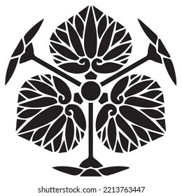 Japanese clan kamon crest symbol. Japanese ancient family stamp symbol. A symbol used to decorate and identify people in family. The icon is isolated on a white background.