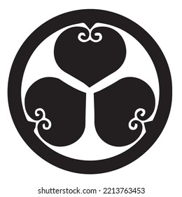 Japanese clan kamon crest symbol. Japanese ancient family stamp symbol. A symbol used to decorate and identify people in family. The icon is isolated on a white background.