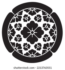 Japanese clan kamon crest symbol. Japanese ancient family stamp symbol. A symbol used to decorate and identify people in family. The icon is isolated on a white background.