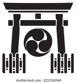 Japanese clan kamon crest symbol. Japanese ancient family stamp symbol. A symbol used to decorate and identify people in family. The icon is isolated on a white background.