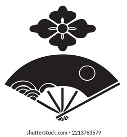 Japanese clan kamon crest symbol. Japanese ancient family stamp symbol. A symbol used to decorate and identify people in family. The icon is isolated on a white background.