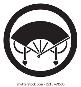 Japanese clan kamon crest symbol. Japanese ancient family stamp symbol. A symbol used to decorate and identify people in family. The icon is isolated on a white background.