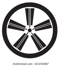 Japanese clan kamon crest symbol. Japanese ancient family stamp symbol. A symbol used to decorate and identify people in family. The icon is isolated on a white background.