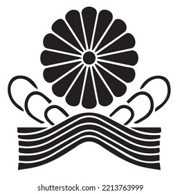 Japanese clan kamon crest symbol. Japanese ancient family stamp symbol. A symbol used to decorate and identify people in family. The icon is isolated on a white background.