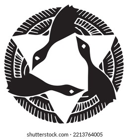 Japanese clan kamon crest symbol. Japanese ancient family stamp symbol. A symbol used to decorate and identify people in family. The icon is isolated on a white background.