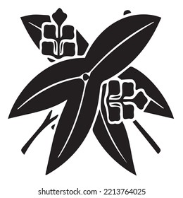 Japanese clan kamon crest symbol. Japanese ancient family stamp symbol. A symbol used to decorate and identify people in family. The icon is isolated on a white background.