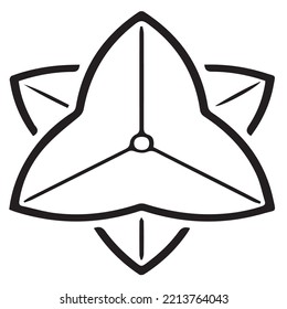 Japanese clan kamon crest symbol. Japanese ancient family stamp symbol. A symbol used to decorate and identify people in family. The icon is isolated on a white background.