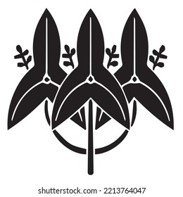 Japanese clan kamon crest symbol. Japanese ancient family stamp symbol. A symbol used to decorate and identify people in family. The icon is isolated on a white background.
