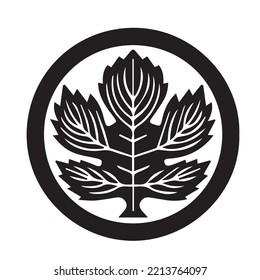 Japanese clan kamon crest symbol. Japanese ancient family stamp symbol. A symbol used to decorate and identify people in family. The icon is isolated on a white background.