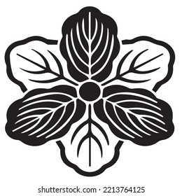 Japanese clan kamon crest symbol. Japanese ancient family stamp symbol. A symbol used to decorate and identify people in family. The icon is isolated on a white background.