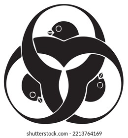 Japanese clan kamon crest symbol. Japanese ancient family stamp symbol. A symbol used to decorate and identify people in family. The icon is isolated on a white background.