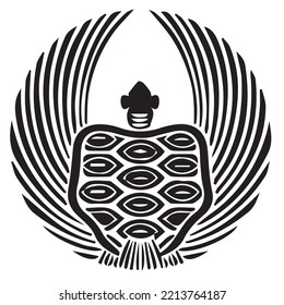 Japanese clan kamon crest symbol. Japanese ancient family stamp symbol. A symbol used to decorate and identify people in family. The icon is isolated on a white background.