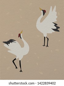 The Japanese Classic Grus Japonensis Abstract Illustration