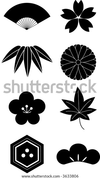 Klassische Japanische Symbole Stock Vektorgrafik Lizenzfrei