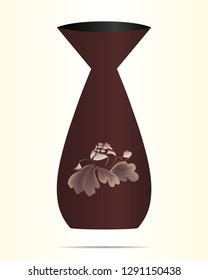 Japanese Classic Wine Pot With The Lotus Flowers Decoration